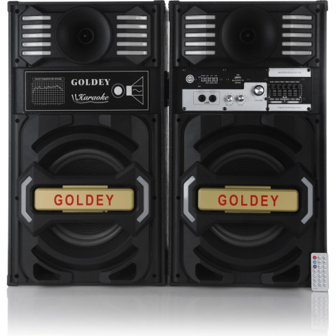 مضخم صوت مع ريموت كنترول جولدي بمدخل USB، مقاس 4 بوصة، قطعتين، RGP-102 - اسود