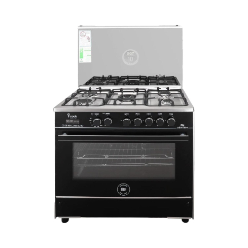 بوتاجاز يونيون اير، 5 شعلة، اشعال ذاتي كامل، 60×90 سم، C69SS-GC-511-ICSH-AL - فضي اسود