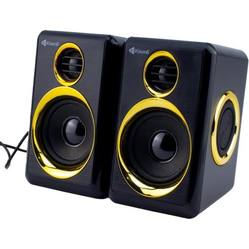 سماعة كومبيوتر كيسونلي سلكية، قطعتين، T-005 - اسود اصفر