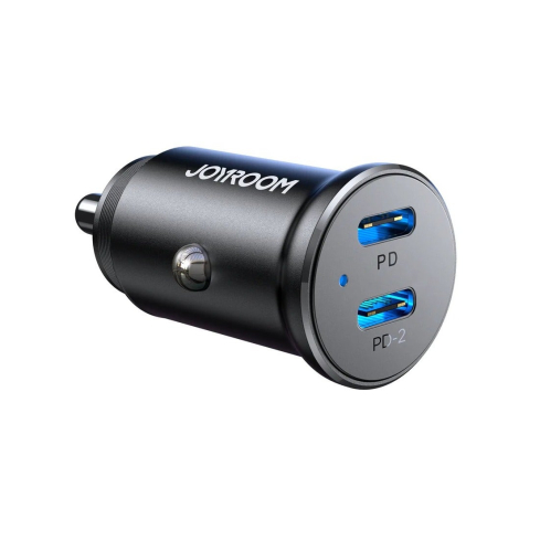 شاحن سيارة جوى روم USB-C، بقوة 30 وات، منفذين، اسود - JR-CCN06