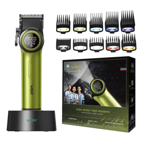 ماكينة قص الشعر في جي ار بروفيشنال قابلة للشحن، اخضر - V-001