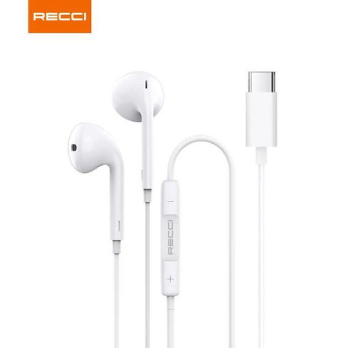 Recci REP-L27 HD Sound Wired Earphone (Type-C) - White