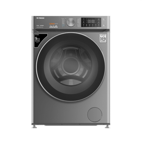 غسالة ملابس فريش فول اوتوماتيك بتقنية الانفرتر، تحميل امامي، 9 كجم، فضي غامق