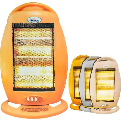 دفاية جنرال هالوجين كهربائية، 1200 واط، 3 مصابيح، متعددة الألوان، موديل GE-H102M