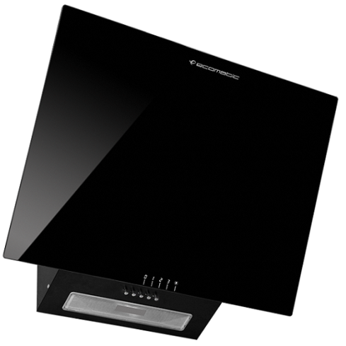 شفاط ديكوري بلت ان بمدخنة ايكوماتيك، مقاس 60 سم، اسود زجاجي - H66ZB