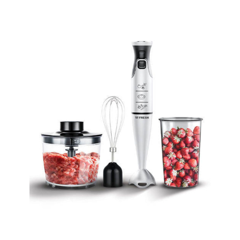 Fresh Hand Blender, 1000 Watts, 600 ml Jar, Stainless Steel Blades, Egg Beater, Silver, HB1000C
