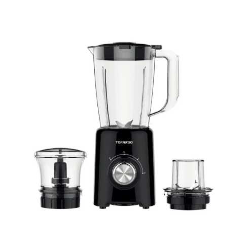 خلاط كهربائي تورنيدو 500 وات سعة 1.5 لتر بمطحنة كبة أسود BL-500T