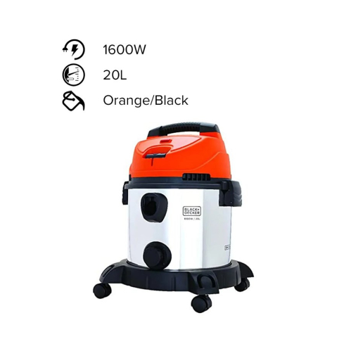 مكنسة برميلية بلاك+ديكر بكيس، 1600 وات، برتقالي واسود - WDBDS20-B5
