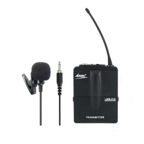 ميكروفون مع جهاز إرسال لين لاسلكي، LWM-618 - اسود