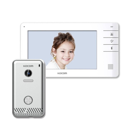 فيديو انتركوم كوكوم مع كاميرا خارجية ديجيتال، 7 بوصة، موديل KC-S81M+KCV-S701EB - ابيض وفضي
