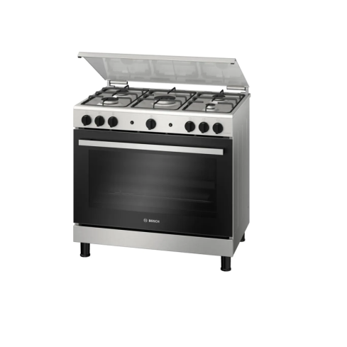 بوتاجاز غاز بوش سيريز 2، 5 شعلات، 90 سم، HGV1F0U50S - فضي