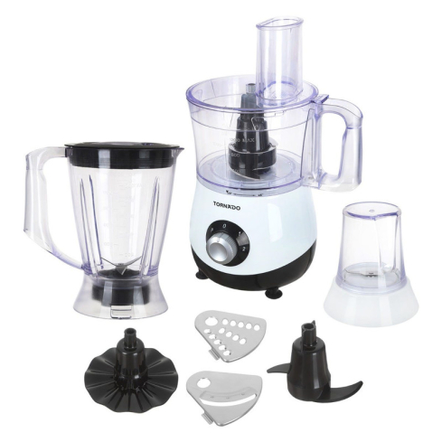 TORNADO Food Processor 500 Watt 1.2 Liter Bowl 1 Liter Blender White FP-500T