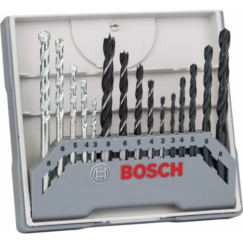 BOSCH 2607017038 X-Pro Line Mixed Drilling Set, 15 Pieces - Black Silver