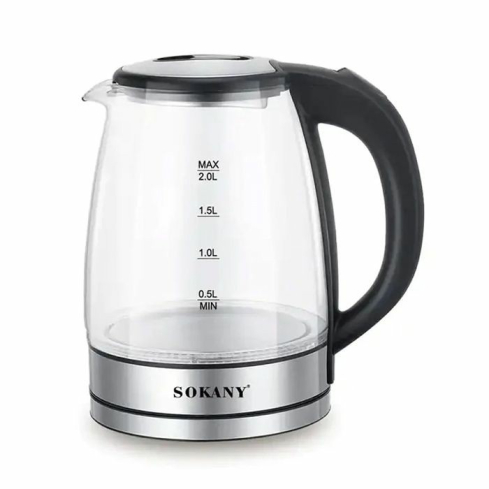Sokany Electric Kettle, 2 Liter, 1500 Watt, Transparent - SK-SH-1098