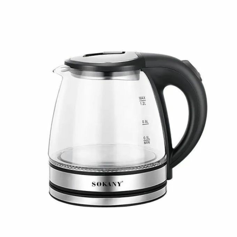 Sokany Electric Kettle, 1.2 Liter, 1500 Watt, Transparent - SK-SH-1059