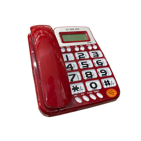 El Adl Tech 920A Corded Landline Phone, Digital Screen - Red