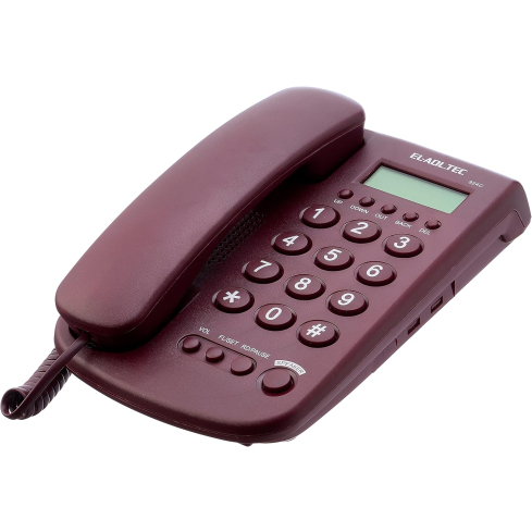 El Adl Tech 920C Corded Landline Phone, Digital Screen - Red