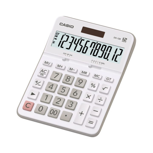 Casio DX-12B-WE-W-DC Portable Desktop Calculator - White