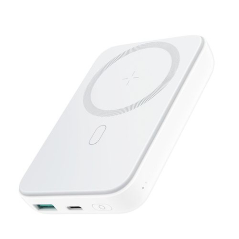 Joyroom USB-C 20W + USB-A 18W + MagSafe Wireless 15W Power Bank, 10000 mAh, 2 Port, White - JR-W020