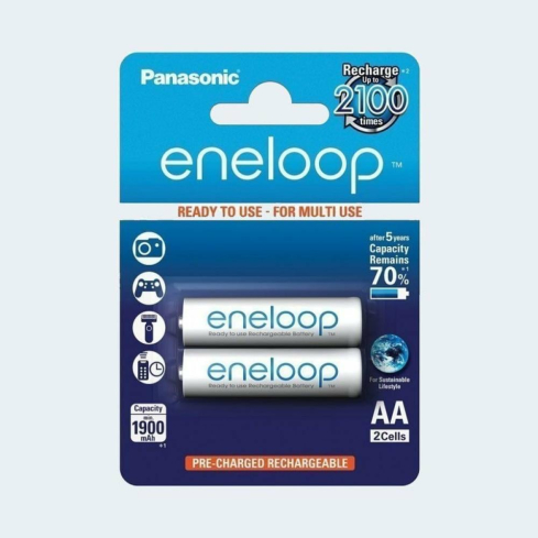 Panasonic Eneloop AA Rechargeable Batteries, 1900mAh, 2 Pieces - White Blue