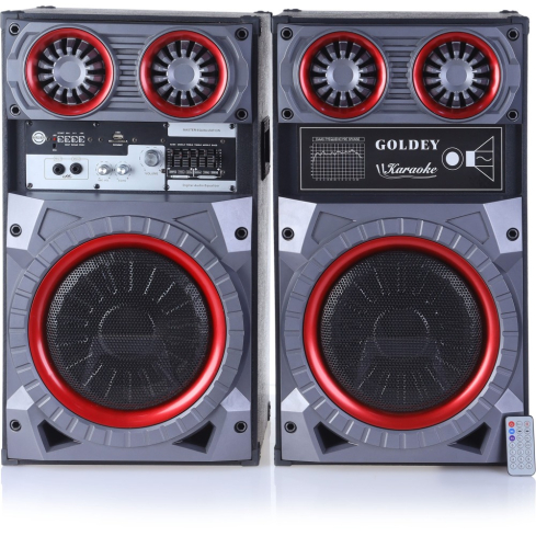 GOLDEY RGP-101 USB Port Subwoofer Set With Remote Control, 4 Inch, 2 Pieces - Grey Red