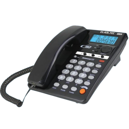 El Adl Tech 60BE Corded Landline Phone, Digital Screen - Black