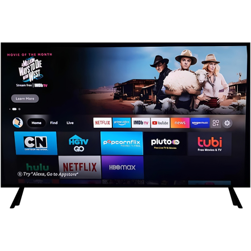 Pluto 55 Inch Smart TV ، 4K UHD LED Built-In Receiver، KUD55AG-N248 in Black | شاشة تلفزيون سمارت بلوتو ، مقاس 55 بوصة ، LED ، دقة 4K UHD ، بريسيفر داخلي ، موديل KUD55AG-N248 باللون أسود