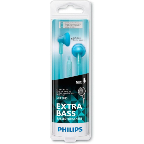 Philips SHE3015TL Wired Headphones with Mic - Blue