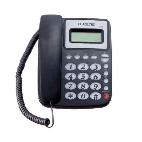 El Adl Tech 952C Corded Landline Phone, Digital Screen - Black