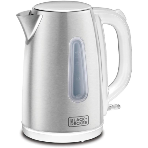 Black & Decker JC454-B5 Cordless Electric Kettle with Water-Level Indicator, 2200W, 1.7L - Silver-International Warranty