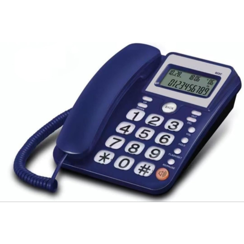 El Adl Tech 922C Corded Landline Phone, Digital Screen - Blue