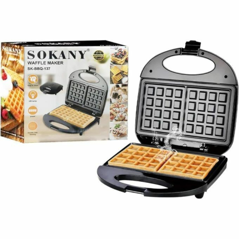 Sokany SK-BBQ-137 Waffle Maker, 800W - Black