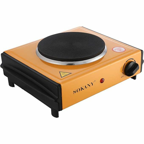 Sokany SK-100A Electric Single Hot Plate, 1000W, 1 Burner - Yellow