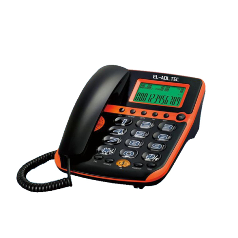 El Adl Tech 205BE Corded Landline Phone, Digital Screen - Red