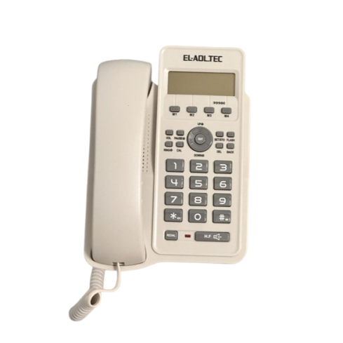 El Adl Tech 999BE Corded Landline Phone, Digital Screen - White
