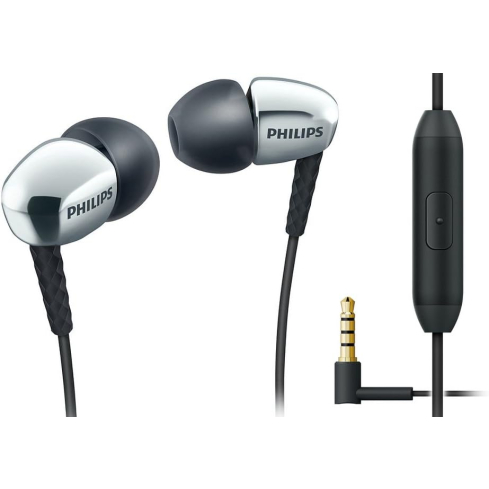 Philips SHE3905-SL Stereo In-Ear Headphones, Microphone - Silver