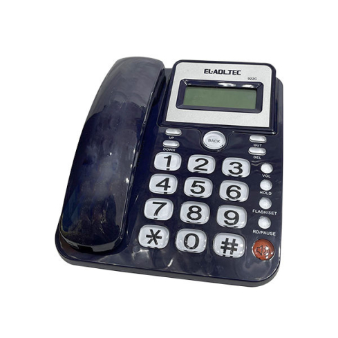 El Adl Tech 922C Corded Landline Phone, Digital Screen - Black