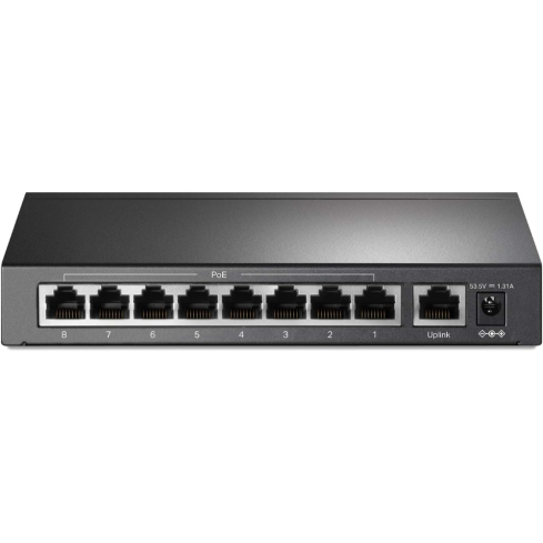 TP-Link 10/100Mbps Desktop Switch with 8 Port PoE+, 9 Ports, Black - TL-SF1009P