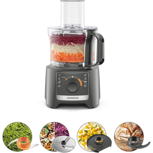 Kenwood MultiPro Compact Food Processor, 2.1 Liter, 800 Watt, Grey - FDP31.020GY