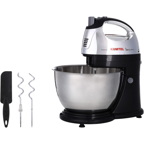 Kumtel I Home Stand Mixer, 400 Watt, Black and Silver - KIWD-6502B