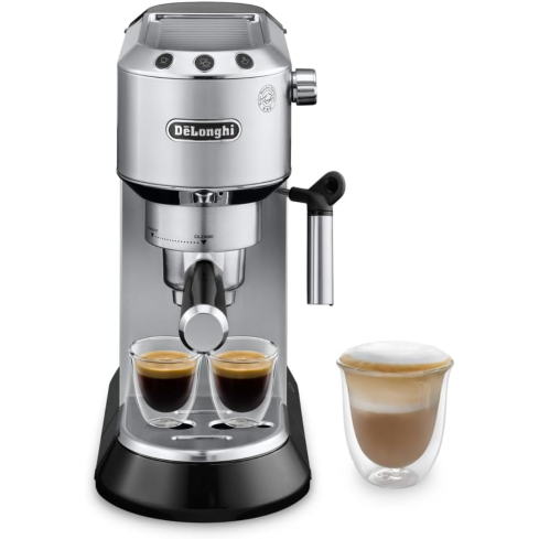 De’Longhi Dedica Deluxe Espresso Coffee Machine, 15 Bar, 1300 Watt, Silver - EC685M