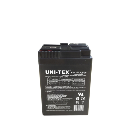 UNI-TEX F05 Rechargeable Battery, 6V, 4.5A - Black