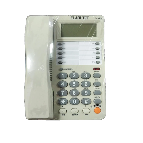 El Adl Tech 30NEW Corded Landline Phone, Digital Screen - White