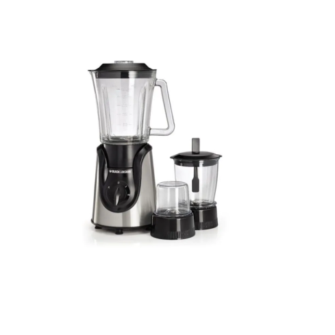 BLACK+DECKER Blender With Grinder and Chopper, 600 Watt, 1.5 Liter, Black Silver - BX600G