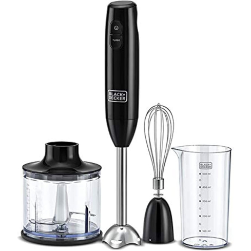 Black & Decker HB600-B5 3-in-1 Hand Blender with Chopper, 600W - Black
