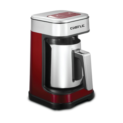 Castle Turkish Coffee Maker , 250 milliliter 5 Cups 700 Watt Red Silver - TCM7020R