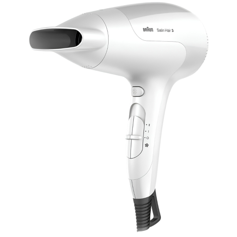 Braun Satin Hair 3 PowerPerfection Hair Dryer 2000 W Ionic Function in Standard Retail Finish - HD380 | مجفف شعر براون ساتان هير 3 باور بيرفكشن 2000 وات خاصية الأيونيك باللون لون تجاري قياسي - HD380