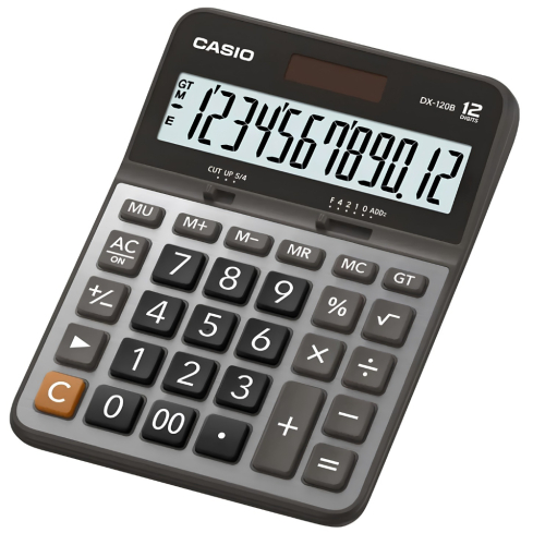 Casio Desktop Calculator, 12 Digits, Metal Faceplate, Grey, DX-120B | آلة حاسبة مكتبية كاسيو، 12 رقم، واجهة معدن، رمادي، DX-120B