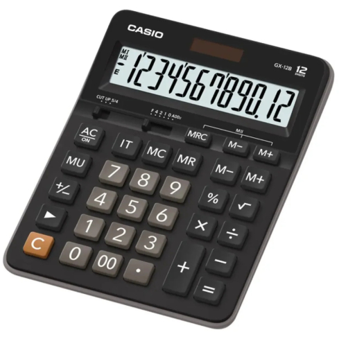 Casio Desktop Calculator, 12 Digits, Two Memories, Black, GX-12B-BK | آلة حاسبة مكتبية كاسيو، 12 رقم، ذاكرتين، أسود، GX-12B-BK