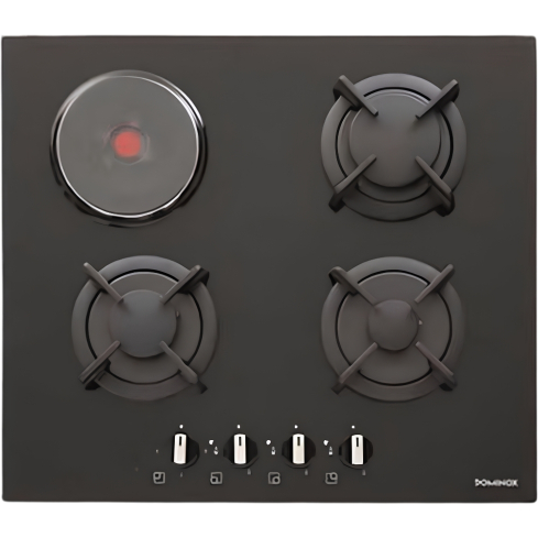 Dominox Built-in Mixed Hob, 60 cm, 4 Zones in Black Glass - DHG43GAVEBKFC | مسطح مشترك بلت ان دومينوكس، 60 سم باللون زجاج أسود - DHG43GAVEBKFC